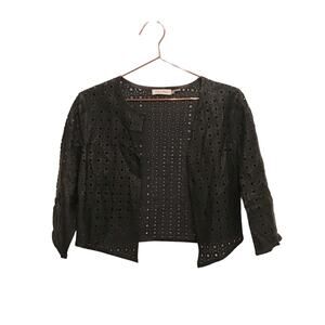 Calvin Klein Black Eyelet Cropped Faux Leather Jacket